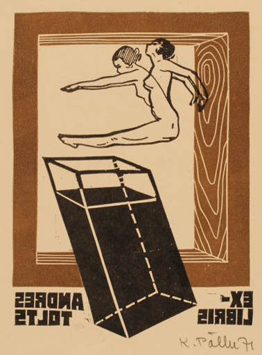 Exlibris by Kaljo Pöller from Estonia for Andres Tolst - Surrealism 