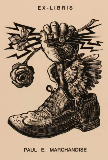 Exlibris by Piet van Poemburg from Netherland for Paul E. Marchandise - Surrealism 