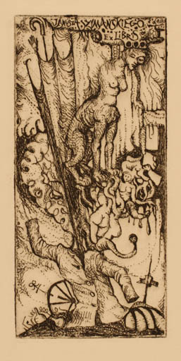 Exlibris by L. Rozga from Poland for Stanislaw Szymanski - Surrealism 