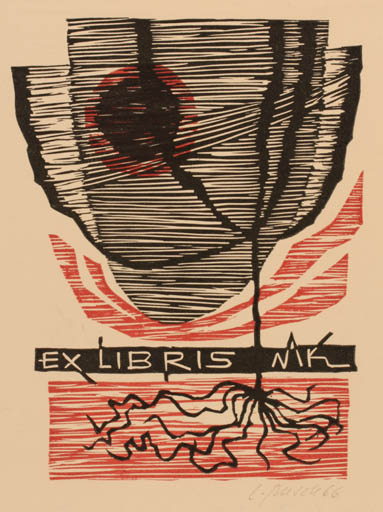 Exlibris by Ladislav Rusek from Czechoslovakia for Mirko Kaizl - Surrealism 