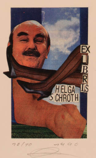 Exlibris by Helga Schroth from Germany for Helga Schroth - Surrealism 