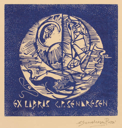 Exlibris by Carmela Sendresen Pozzi from Italy for Carmela Sendresen Pozzi - Surrealism 