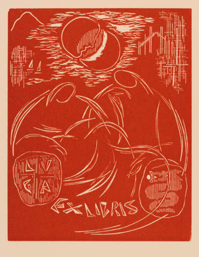 Exlibris by Carmela Sendresen Pozzi from Italy for ? ? - Surrealism 