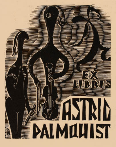 Exlibris by Auni Siim from Sweden for Astrid Palmquist - Surrealism 