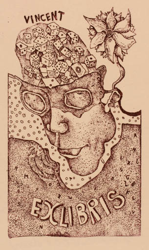 Exlibris by Ab. Steenvoorden from Netherland for ? ? - Surrealism 