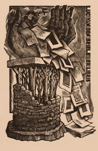 Exlibris by Lou Strik from Netherland for Luc van der Briele - Surrealism 