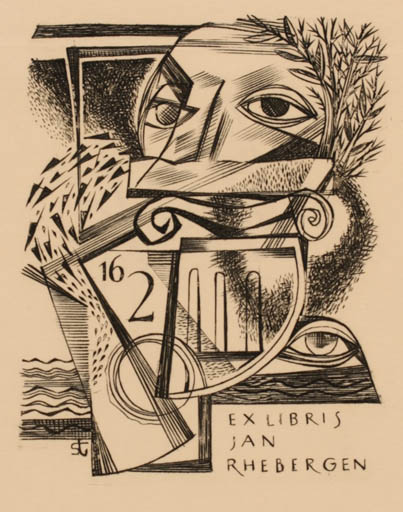 Exlibris by Lou Strik from Netherland for Jan Rhebergen - Surrealism 