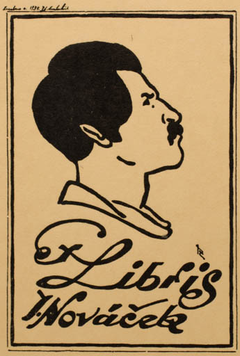 Exlibris by Zdenek Kratochvil from Czech Republic for J. Novacek - Man Portrait 