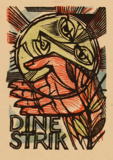 Exlibris by Lou Strik from Netherland for Dine Strik - Surrealism 