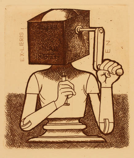 Exlibris by Sergio Tarquinio from Italy for ? E N - Surrealism 