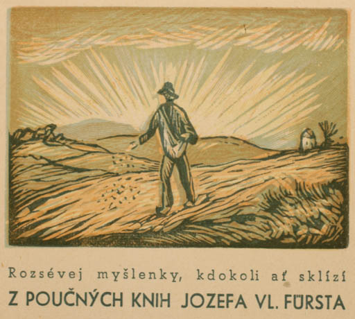 Exlibris by Jos. Krejsa from Czech Republic for Jozefa Vl. Fürsta - Working Scenery/Landscape Man 