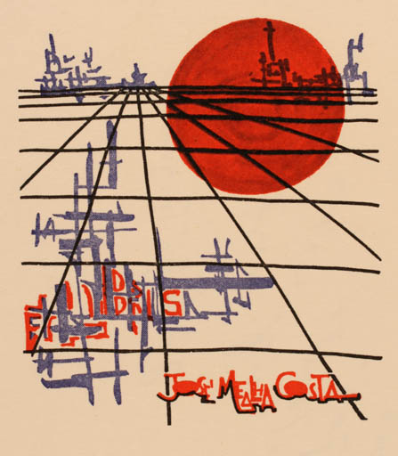 Exlibris by Joao Trigueros from Portugal for José Mealha Costa - Surrealism 