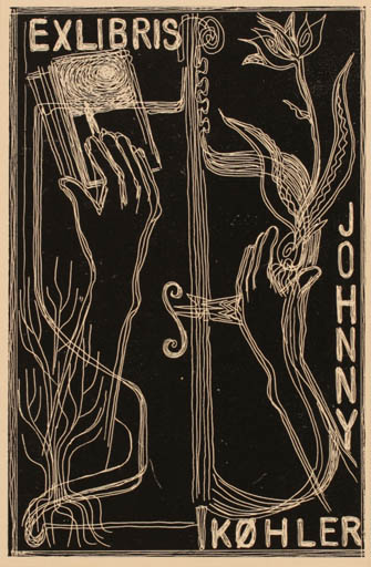 Exlibris by Muggi Wille-Nielsen from Denmark for Køhler Johnny - Hand(s) Surrealism 