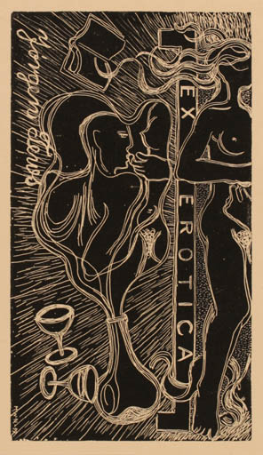 Exlibris by Muggi Wille-Nielsen from Denmark for Jørgen Tews - Surrealism 