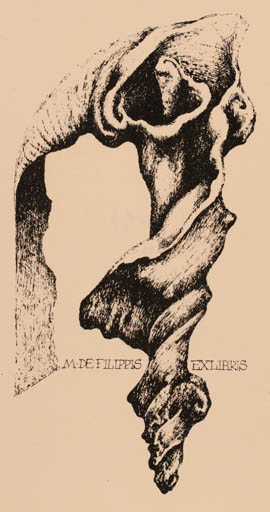 Exlibris by Krystyna Wojcik from Poland for Mario de Filippis - Surrealism 