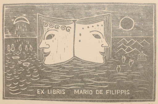 Exlibris by Jana Krejcova from Czech Republic for Mario de Filippis - Book Scenery/Landscape 