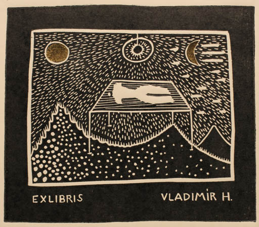 Exlibris by Jana Krejcova from Czech Republic for Vladimir H. - Abstract 