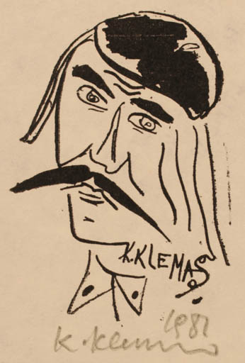 Exlibris by Klemensas Kupriunas from Lithuania for Klemensas Kupriunas - Man Portrait 