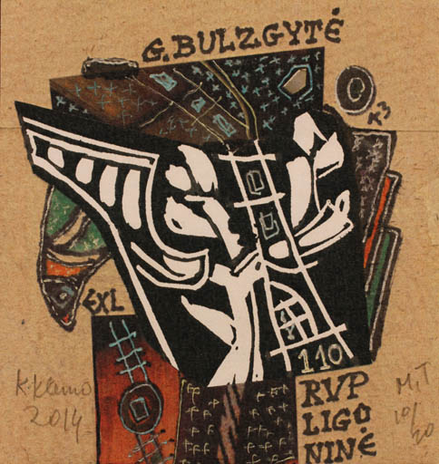 Exlibris by Klemensas Kupriunas from Lithuania for G. Bulzgyte - Abstract 