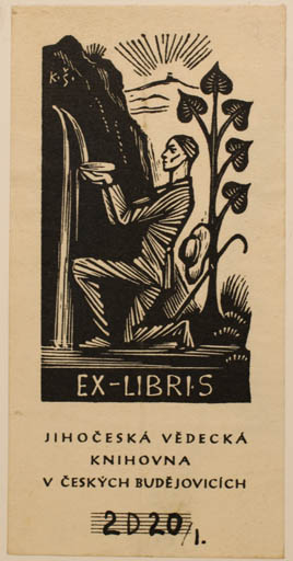 Exlibris by Karel Stech from Czech Republic for Jihoceska Vedecka - Mountain Scenery/Landscape 