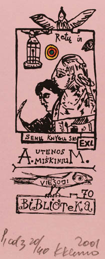 Exlibris by Klemensas Kupriunas from Lithuania for Utenos A. ir M. Miskiniu Viesoji Biblioteka - 