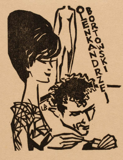 Exlibris by Ullrich Bewersdorff from Germany for Olenkandrze Bortowski - Couple 