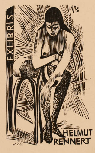 Exlibris by Ullrich Bewersdorff from Germany for Helmut Rennert - Woman 