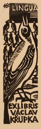 Exlibris by Ullrich Bewersdorff from Germany for Vaclav Krupka - Bird 