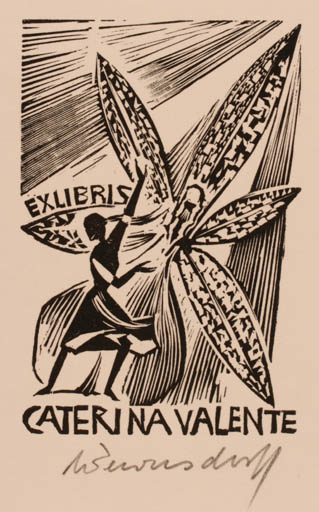 Exlibris by Ullrich Bewersdorff from Germany for Caterina Valente - Flower Woman 