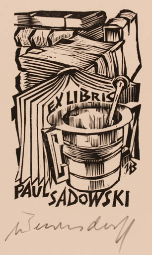 Exlibris by Ullrich Bewersdorff from Germany for Paul Sadowski - Book Pharmacy 