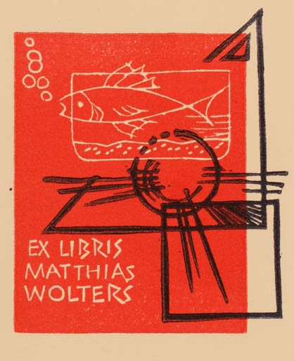 Exlibris by Ullrich Bewersdorff from Germany for Matthias Wolters - Abstract Fish 