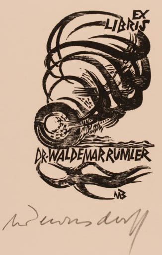 Exlibris by Ullrich Bewersdorff from Germany for Dr. Waldemar Rumler - Abstract Maritime 