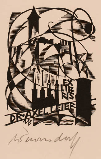 Exlibris by Ullrich Bewersdorff from Germany for Dr. Axel Leier - City 