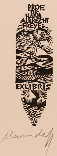 Exlibris by Ullrich Bewersdorff from Germany for Prof. Dr. Hans Albrecht Freye - Fauna 