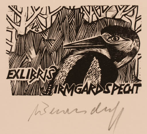 Exlibris by Ullrich Bewersdorff from Germany for Irm Gardspecht - Bird 