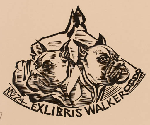 Exlibris by Ullrich Bewersdorff from Germany for ? Walker - Dog 