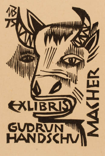 Exlibris by Ullrich Bewersdorff from Germany for Gudrun Handschv Macher - Fauna 