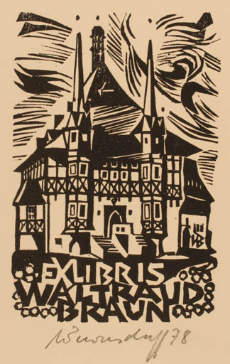 Exlibris by Ullrich Bewersdorff from Germany for Waltraud Braun - Architecture 