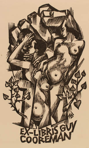 Exlibris by Ullrich Bewersdorff from Germany for Guy Cooreman - Erotica Nude 