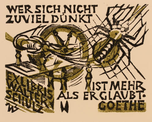 Exlibris by Ullrich Bewersdorff from Germany for Walter Schulz - Insect 