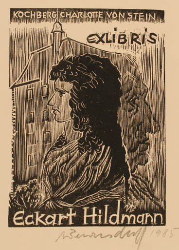 Exlibris by Ullrich Bewersdorff from Germany for Eckart Hildmann - Architecture Portrait 