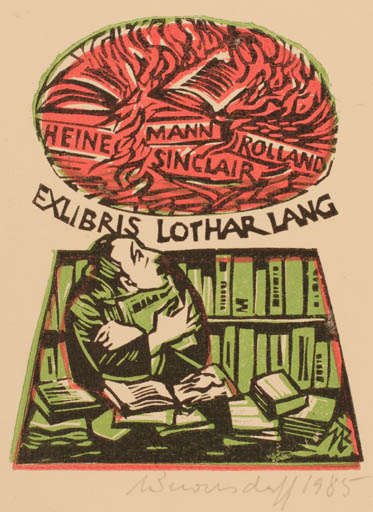 Exlibris by Ullrich Bewersdorff from Germany for Lothar Lang - Book Man 