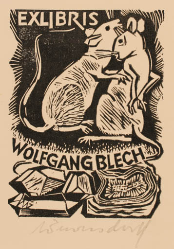 Exlibris by Ullrich Bewersdorff from Germany for Wolfgang Blech - Fauna 