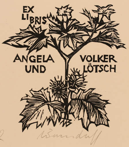 Exlibris by Ullrich Bewersdorff from Germany for Angela und Volker Lötsch - Flora 