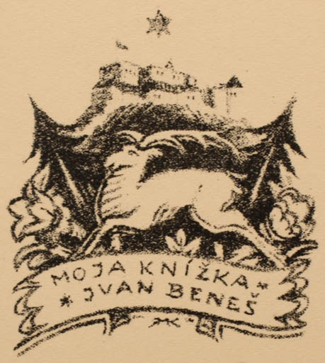 Exlibris by Ruda Kubicek from Czech Republic for Ivan Benes - Castle/Palace Fauna Scenery/Landscape 