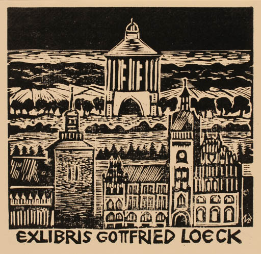 Exlibris by Ullrich Bewersdorff from Germany for Gottfried Loeck - Architecture 