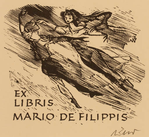 Exlibris by Ullrich Bewersdorff from Germany for Mario de Filippis - Dancing 