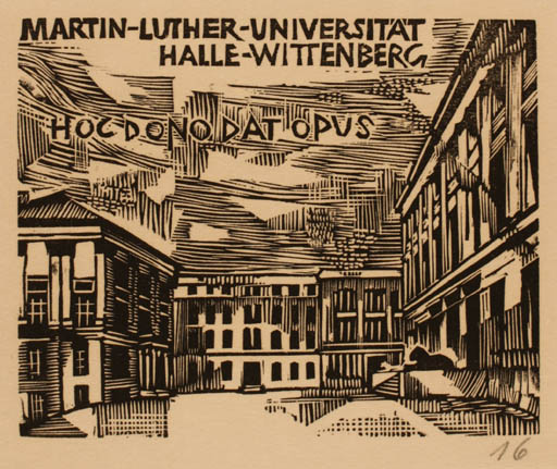 Exlibris by Ullrich Bewersdorff from Germany for Martin-Luther-Universität Halle-Wittenberg - Architecture 