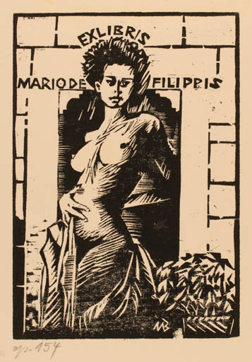 Exlibris by Ullrich Bewersdorff from Germany for Mario de Filippis - Woman 