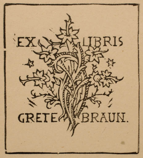 Exlibris by Ruda Kubicek from Czech Republic for Grete Braun - Flower Flora 